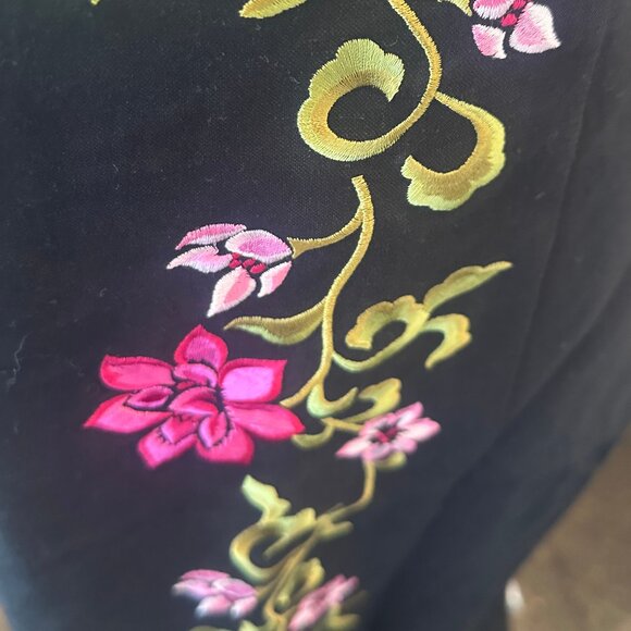 VTG Jessica Howard Linen Embroidered Cheongsam Qipao Floral Maxi Dress Petite 4 - Picture 5 of 12